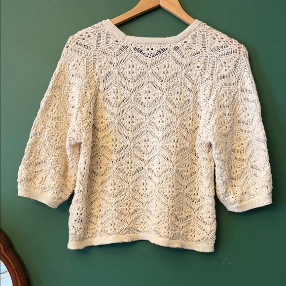 Simply Vera Vera Wang Cream Crochet Womens S Sweater Boho Festival Vibes - Picture 7 of 7